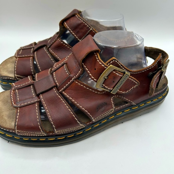 RARE MIE Vintage Dr Martens Fisherman Sandals 90s  Brown Leather  Mens 12 Y2K - Picture 5 of 17